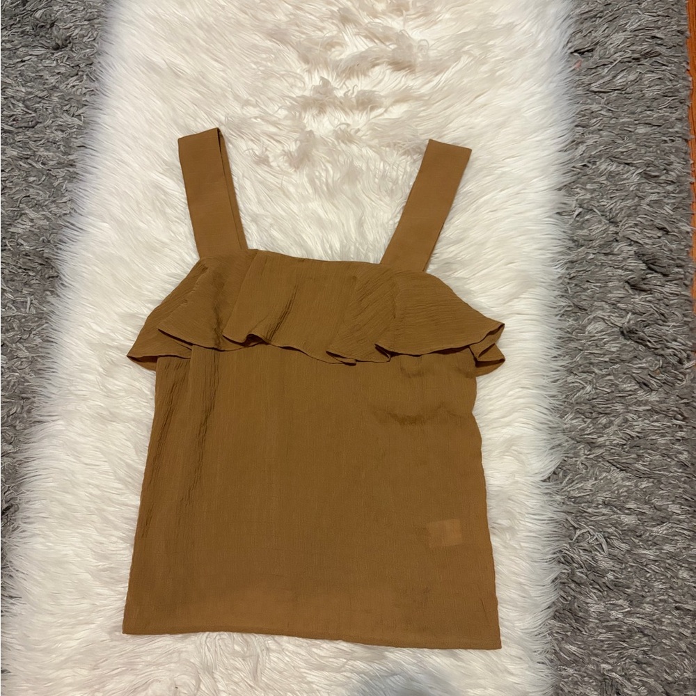 Brown Ruffle Tank Top